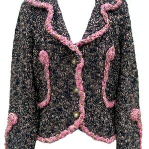Large One Girl Who... embellished wool acrylic sweater pink brown 52469987